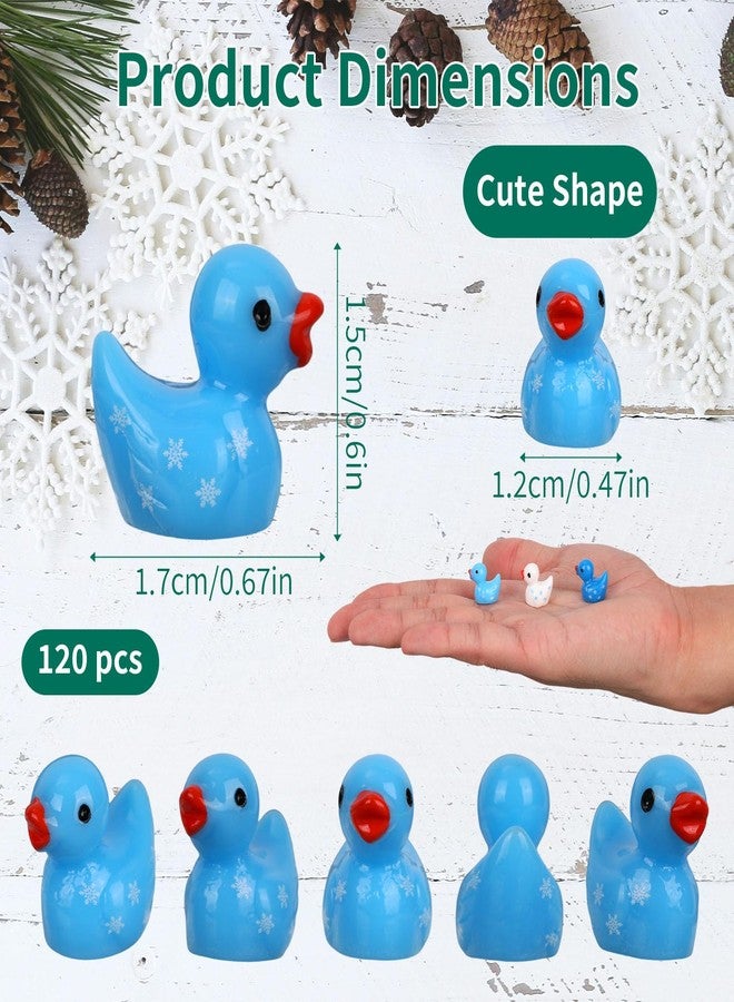 Sinbana 120pcs Winter Mini Snowflake Resin Ducks, Cute Small Tiny Winter Christmas Resin Miniatures for Fairy Garden Landscape Dollhouse Accessories & Party Favors - Image 2